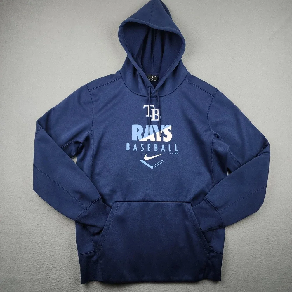 Tampa Bay Rays Hoodie Mens Small Blue MLB Baseball Nike Dri Fit Pullover